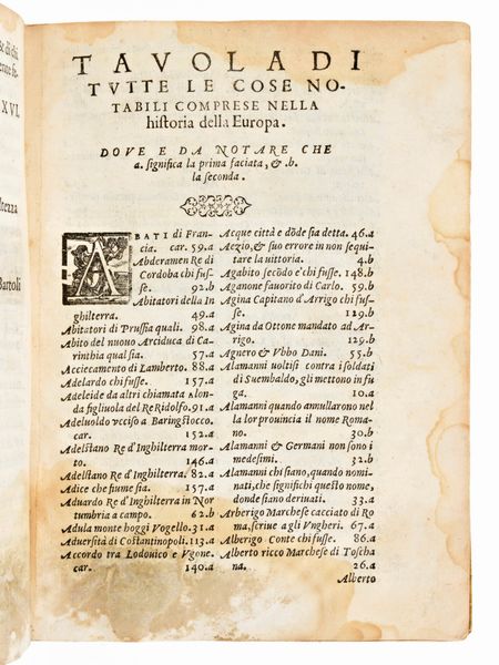 [Storia] Giambullari, Pierfrancesco : Historia delll'Europa. In Venezia, Francesco Senese 1566  - Asta Libri Rari & Manoscritti del XVI Secolo - Associazione Nazionale - Case d'Asta italiane