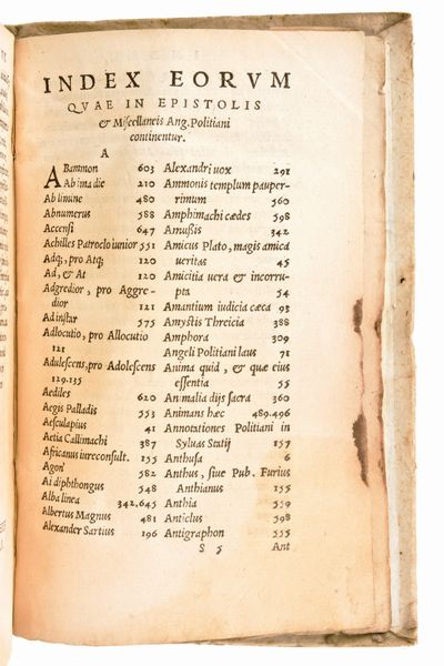 [Classici Greci/Latini] Poliziano, Angelo : Angeli Politiani Operum. Epistolarum libros XII. ac Miscellaneorum centuriam I complectens. Lugduni, Seb. Gryphius 1550  - Asta Libri Rari & Manoscritti del XVI Secolo - Associazione Nazionale - Case d'Asta italiane