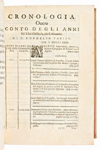[Storia] Alamos de Barrientos, Baltasar : Opere di G. Cornelio Tacito. Annali, Historie, Costumi de' Germani, e vita Agricola... In Venetia : appresso i Giunti, 1628.  - Asta Libri Rari & Manoscritti del XVI Secolo - Associazione Nazionale - Case d'Asta italiane