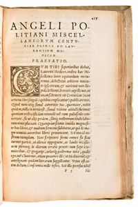 [Classici Greci/Latini] Poliziano, Angelo : Angeli Politiani Operum. Epistolarum libros XII. ac Miscellaneorum centuriam I complectens. Lugduni, Seb. Gryphius 1550  - Asta Libri Rari & Manoscritti del XVI Secolo - Associazione Nazionale - Case d'Asta italiane