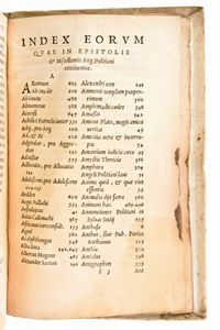 [Classici Greci/Latini] Poliziano, Angelo : Angeli Politiani Operum. Epistolarum libros XII. ac Miscellaneorum centuriam I complectens. Lugduni, Seb. Gryphius 1550  - Asta Libri Rari & Manoscritti del XVI Secolo - Associazione Nazionale - Case d'Asta italiane
