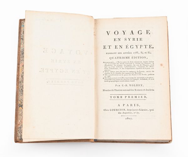 Constantin-François de Chasseboeuf, Comte de Volney - Voyage en Syrie et en Egypte. Quatrieme edition (2 VOLUMI)  - Asta Libri Antichi e Stampe - Associazione Nazionale - Case d'Asta italiane