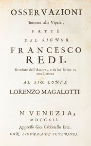 Opere di Francesco Redi gentiluomo aretino e accademico della Crusca In questa nuova edizione accresciute e migliorate. Tomo primo - Tomo secondo  - Asta Libri Antichi e Stampe - Associazione Nazionale - Case d'Asta italiane