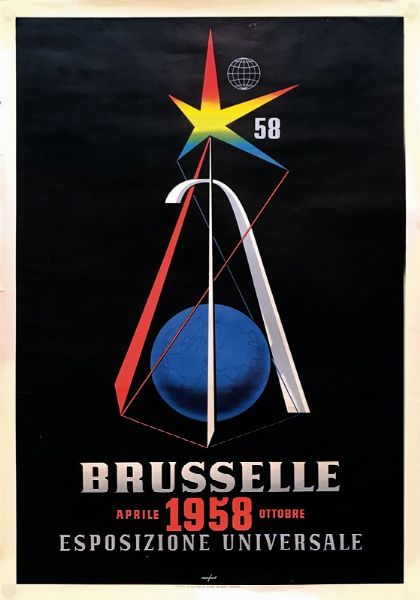 Marfurt Leo : ESPOSIZIONE UNIVERSALE BRUXELLES 1958  - Asta Manifesti d'Epoca - Associazione Nazionale - Case d'Asta italiane