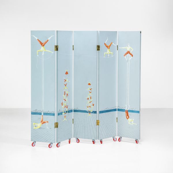 Piero Fornasetti : Raro paravento Acrobati  - Asta Fine Design - Associazione Nazionale - Case d'Asta italiane