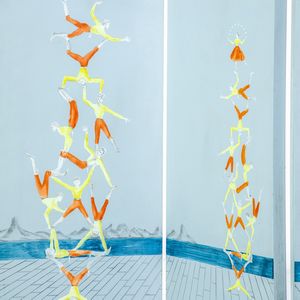 Piero Fornasetti : Raro paravento Acrobati  - Asta Fine Design - Associazione Nazionale - Case d'Asta italiane