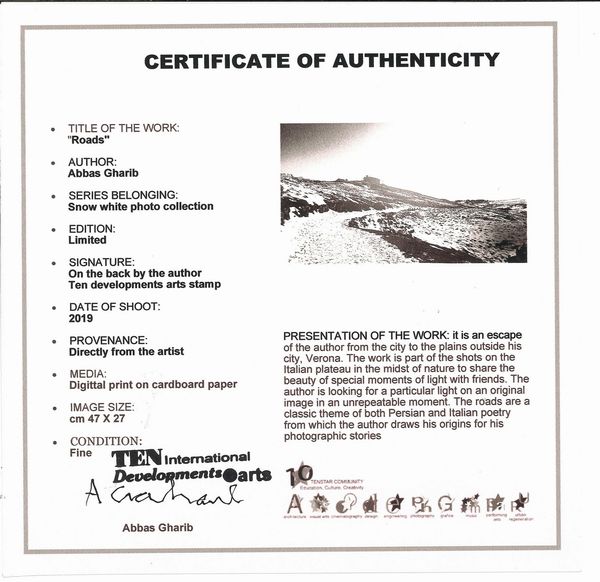 Abbas Gharib : Roads, dalla serie Snow white photo collection  - Asta Fotografia - Associazione Nazionale - Case d'Asta italiane