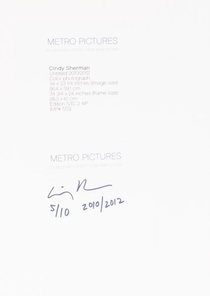 Cindy Sherman : Untitled  - Asta Fotografia - Associazione Nazionale - Case d'Asta italiane