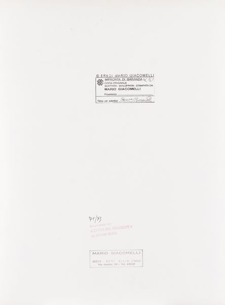 Mario Giacomelli : Senza titolo, dalla serie Caroline Branson da Spoon River  - Asta Fotografia - Associazione Nazionale - Case d'Asta italiane