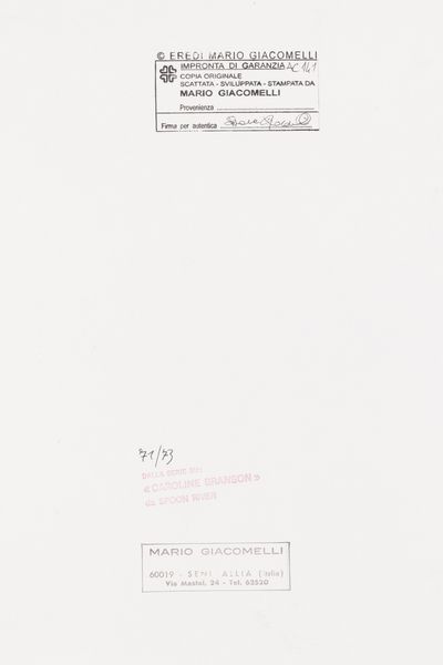 Mario Giacomelli : Senza titolo, dalla serie Caroline Branson da Spoon River  - Asta Fotografia - Associazione Nazionale - Case d'Asta italiane