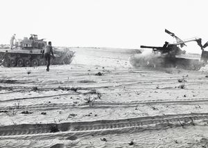 Adriano Mordenti - Senza titolo (Carro armato israeliano saltato in aria in seguito ad azione di commandos egiziani)