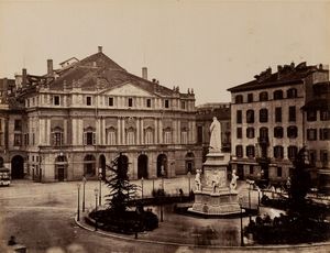 Anonimo - Milano, Monumento a Leonardo da Vinci e Teatro alla Scala