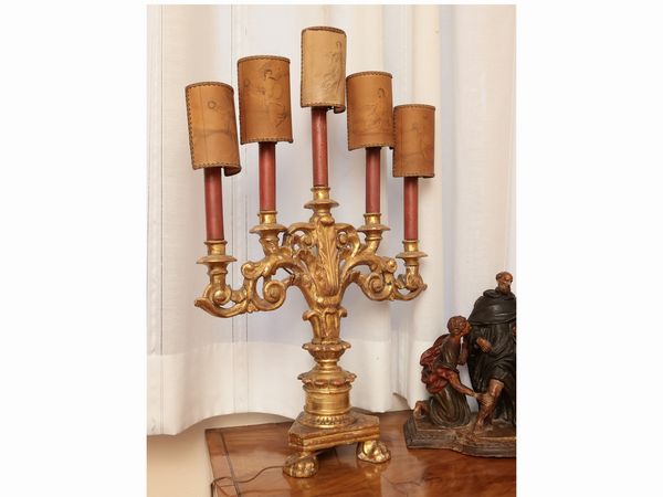 Candeliere in legno intagliato e dorato  - Asta Dballage. Occasioni in asta - Associazione Nazionale - Case d'Asta italiane