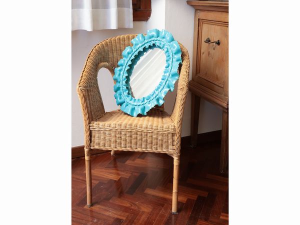 Piccola specchiera con cornice in ceramica turchese  - Asta Dballage. Occasioni in asta - Associazione Nazionale - Case d'Asta italiane