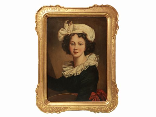 Scuola italiana del XIX secolo : Riproduzione Ritratto Elisabeth Lebrun Neoclassismo  - Asta Dballage. Occasioni in asta - Associazione Nazionale - Case d'Asta italiane