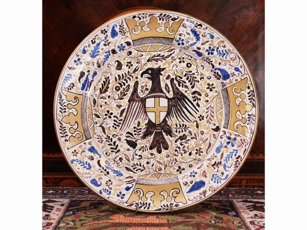 Piatto da parata in terracotta invetriata, Cantagalli  - Asta Dballage. Occasioni in asta - Associazione Nazionale - Case d'Asta italiane
