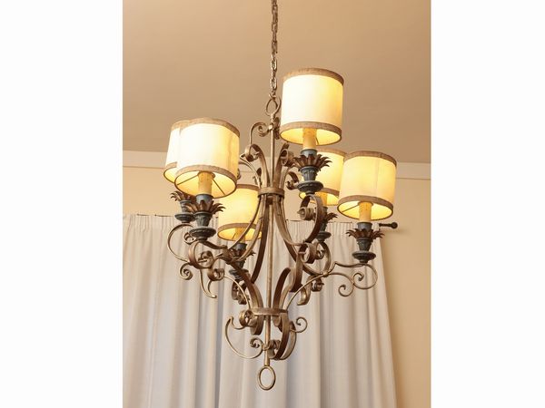 Lampadario in ferro battuto dorato  - Asta Dballage. Occasioni in asta - Associazione Nazionale - Case d'Asta italiane