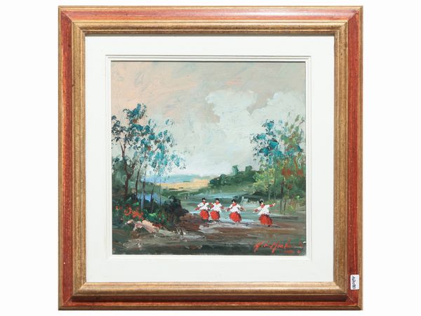 Norberto Martini : Passeggiata in campagna  - Asta Dballage. Occasioni in asta - Associazione Nazionale - Case d'Asta italiane