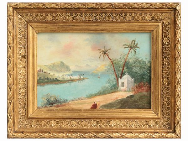 Scuola orientalista del XX secolo : Il lago di Tiberiade 1904  - Asta Dballage. Occasioni in asta - Associazione Nazionale - Case d'Asta italiane