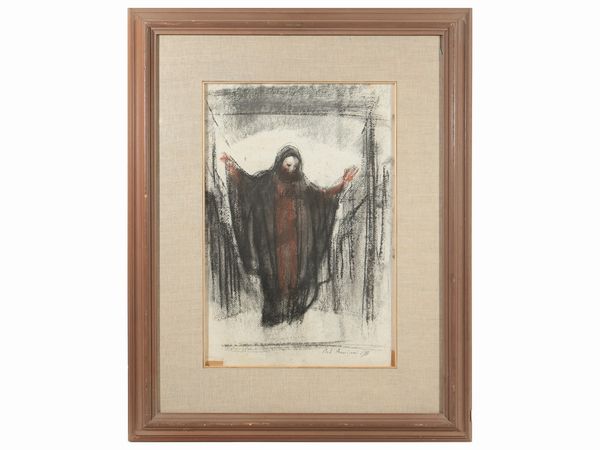 Pietro Annigoni : Madonna dell'Alluvione 1967  - Asta Dballage. Occasioni in asta - Associazione Nazionale - Case d'Asta italiane