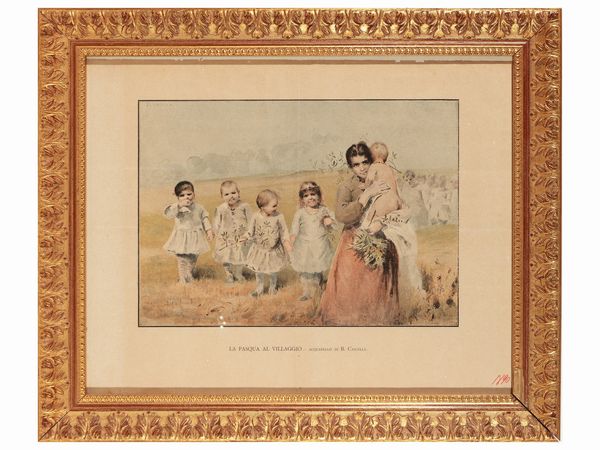Basilio Cascella : La Pasqua al villaggio  - Asta Dballage. Occasioni in asta - Associazione Nazionale - Case d'Asta italiane