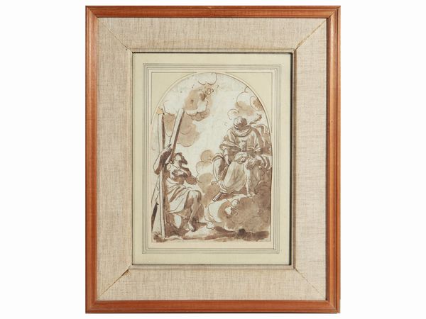 Scuola toscana del XVII/XVIII secolo : San Paolo con Madonna e Bambino  - Asta Dballage. Occasioni in asta - Associazione Nazionale - Case d'Asta italiane