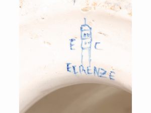 Coppia di lumi ad olio di gusto Art Dec in terraglia  - Asta Dballage. Occasioni in asta - Associazione Nazionale - Case d'Asta italiane