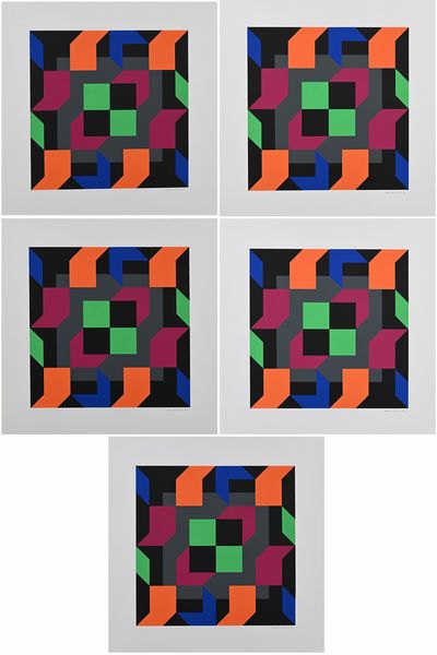 Martino Gerevini : Lotto di 5 serigrafie  - Asta Arte Moderna e Contemporanea - Associazione Nazionale - Case d'Asta italiane