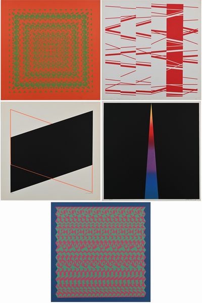 Lotto di 5 serigrafie di G. Tatafiore, G. Zen, C. Facchin, E. Stramacchia, C. Dupriez  - Asta Arte Moderna e Contemporanea - Associazione Nazionale - Case d'Asta italiane