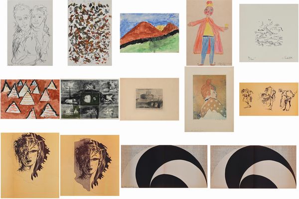 AA.VV. : Cartella contenente 14 opere di vari artisti  - Asta Arte Moderna e Contemporanea - Associazione Nazionale - Case d'Asta italiane