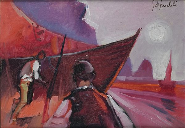 Giacomo De Michelis : La pesca di notte  - Asta Arte Moderna e Contemporanea - Associazione Nazionale - Case d'Asta italiane