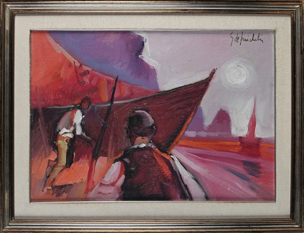 Giacomo De Michelis : La pesca di notte  - Asta Arte Moderna e Contemporanea - Associazione Nazionale - Case d'Asta italiane