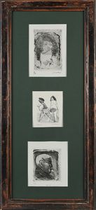MINO MACCARI : Lotto di 3 incisioni entro stessa cornice  - Asta Arte Moderna e Contemporanea - Associazione Nazionale - Case d'Asta italiane
