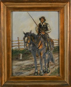 Anonimo del XX secolo : Buttero a cavallo  - Asta Arte Moderna e Contemporanea - Associazione Nazionale - Case d'Asta italiane