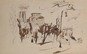 Anonimo del XX secolo : Lotto di due disegni raffiguranti vedute di roma (Il campidoglio / l'ara Coeli)  - Asta Arte Moderna e Contemporanea - Associazione Nazionale - Case d'Asta italiane