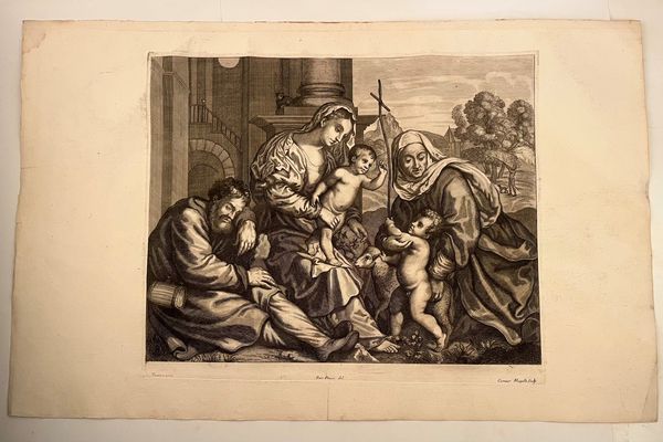 Cosimo Mogalli : Sacra Famiglia, da Tiziano  - Asta Opere su carta. Stampe, disegni, foto d'epoca - Associazione Nazionale - Case d'Asta italiane