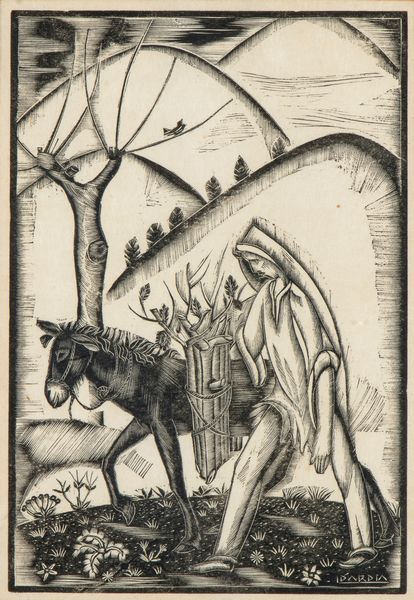 Lorenzo D'Ardia Caracciolo : Uomo con un asino  - Asta Opere su carta. Stampe, disegni, foto d'epoca - Associazione Nazionale - Case d'Asta italiane