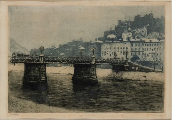 Veduta di Salisburgo  - Asta Opere su carta. Stampe, disegni, foto d'epoca - Associazione Nazionale - Case d'Asta italiane