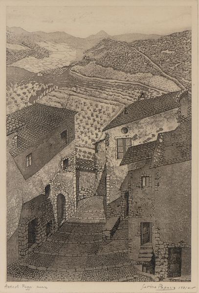 Sarino Papalia : Anticoli Fiuggi paese  - Asta Opere su carta. Stampe, disegni, foto d'epoca - Associazione Nazionale - Case d'Asta italiane