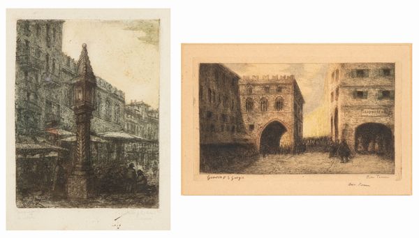 Beatrice Ferrari detta Bice Ferrari : Capitello e C. Commercio a Verona - Genova. P. S. Georgio  - Asta Opere su carta. Stampe, disegni, foto d'epoca - Associazione Nazionale - Case d'Asta italiane