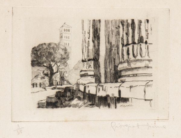 Giorgio Hinna : Ponte Cestio a Roma - S. Maria in Cosmedin vista da dal Tempio di Ercole Vincitore  - Asta Opere su carta. Stampe, disegni, foto d'epoca - Associazione Nazionale - Case d'Asta italiane