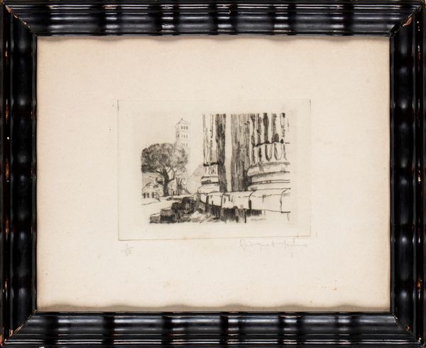 Giorgio Hinna : Ponte Cestio a Roma - S. Maria in Cosmedin vista da dal Tempio di Ercole Vincitore  - Asta Opere su carta. Stampe, disegni, foto d'epoca - Associazione Nazionale - Case d'Asta italiane