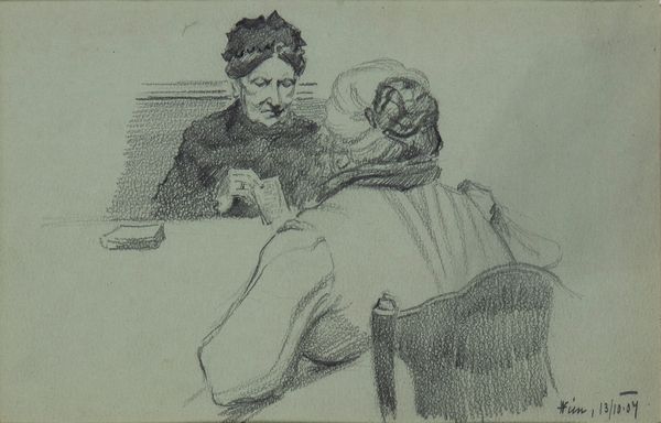 Due signore che giocano a carte  - Asta Opere su carta. Stampe, disegni, foto d'epoca - Associazione Nazionale - Case d'Asta italiane