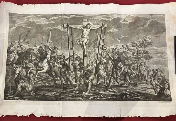 Giovanni Antonio Lorenzini : Crocifissione, da Paolo Veronese  - Asta Opere su carta. Stampe, disegni, foto d'epoca - Associazione Nazionale - Case d'Asta italiane