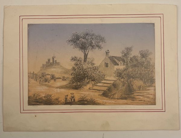 Paesaggio con case e castello  - Asta Opere su carta. Stampe, disegni, foto d'epoca - Associazione Nazionale - Case d'Asta italiane