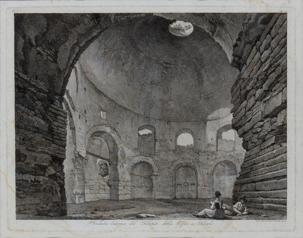Antonio Testa : Veduta interna del Tempio della Tosse a Tivoli  - Asta Opere su carta. Stampe, disegni, foto d'epoca - Associazione Nazionale - Case d'Asta italiane