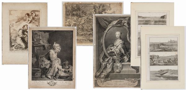 Lotto di 6 incisioni  - Asta Opere su carta. Stampe, disegni, foto d'epoca - Associazione Nazionale - Case d'Asta italiane