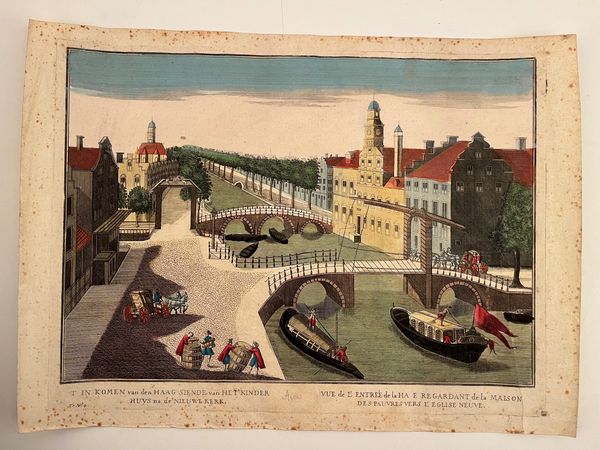 [Den Haag] t in komen van Den Haag siende van het Kinder Huys na de Nieuwe Kerk. Vue de l'entree de la Haye regardant de la maison des pauvres vers l'eglise neuve  - Asta Opere su carta. Stampe, disegni, foto d'epoca - Associazione Nazionale - Case d'Asta italiane