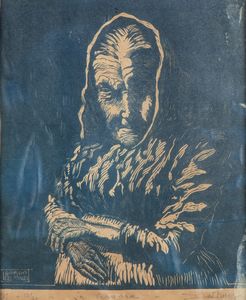 Giorgio Levi Minzi : Le comari - La Vergara  - Asta Opere su carta. Stampe, disegni, foto d'epoca - Associazione Nazionale - Case d'Asta italiane