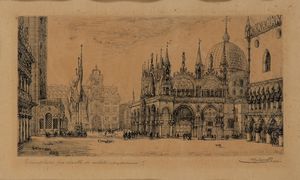 ANTONIO CARBONATI : Ponte di Rialto - Piazza San Marco a Venezia  - Asta Opere su carta. Stampe, disegni, foto d'epoca - Associazione Nazionale - Case d'Asta italiane